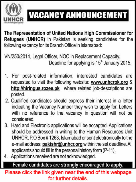 legal-officer-jobs-in-unhcr-pakistan-2015-latest-in-islamabad-the-news